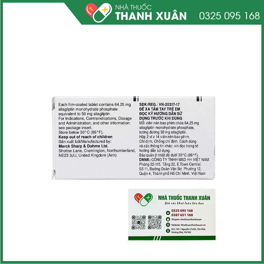 Januvia 50mg thuốc điều trị đái tháo đường tuýp 2